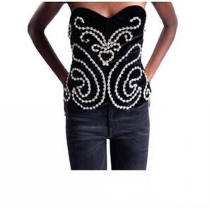 NEW OLLARI emilia corset strapless top in midnight